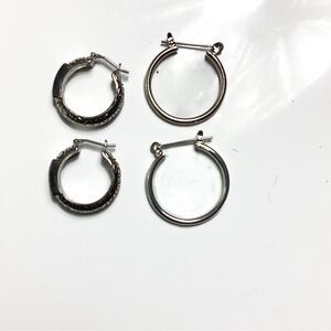 Vintage Silver Hoop Earrings Set